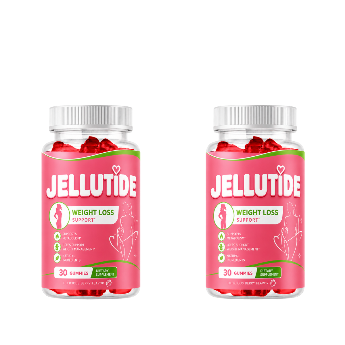 Two bottles of JelluTide weight support gummies