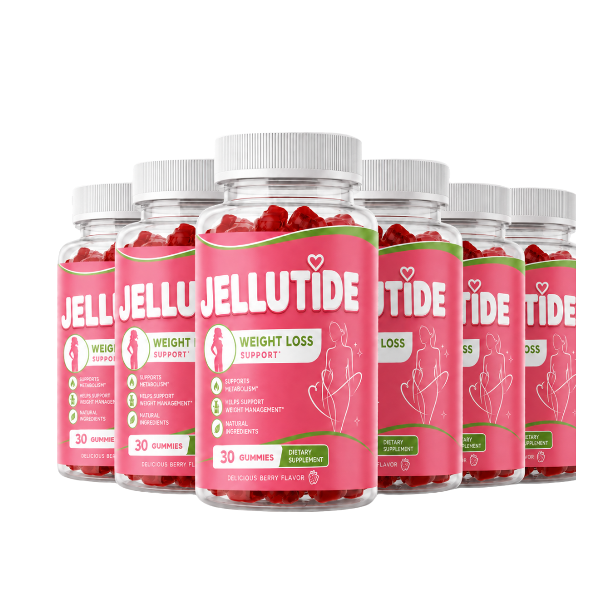 Six bottles of JelluTide gummies